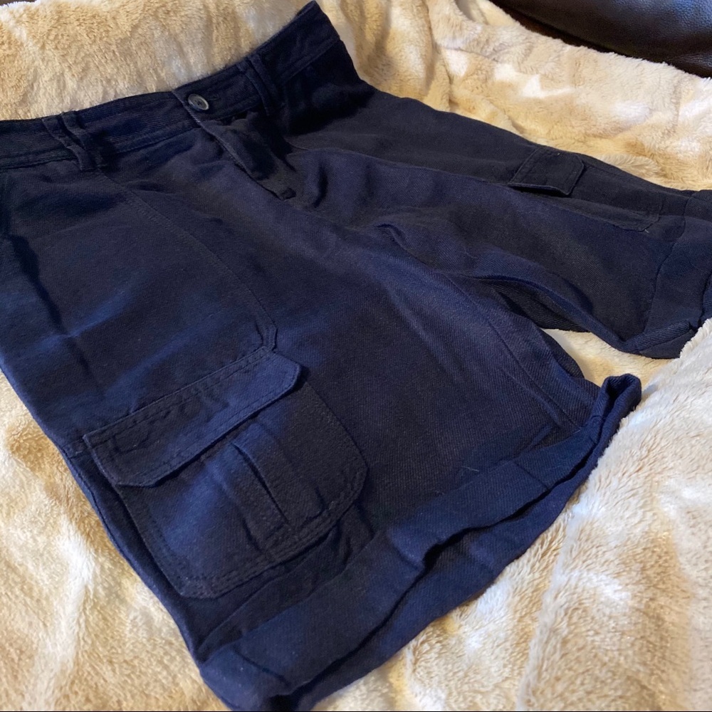 Coldwater Creek Natural Fit Navy Blue Linen Shorts